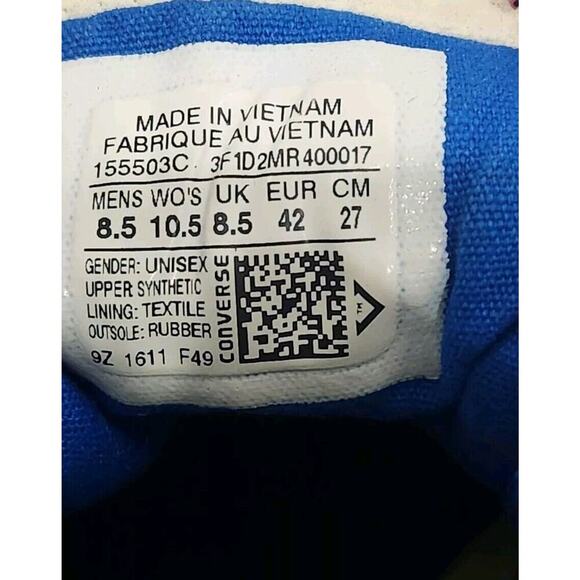 Converse Lunarlon Hi Top Mens 8.5 W 10.5 1Blue Polka Dot Shoes Chuck Taylor 2 - Picture 10 of 12